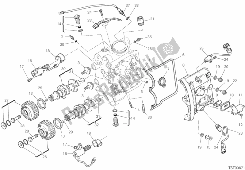 Todas las partes para Sistema De Sincronización De Cabezal Horizontal de Ducati Diavel 1260 S Brasil 2020